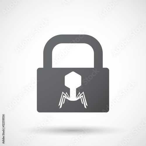 Isolated lock pad icon with a virus