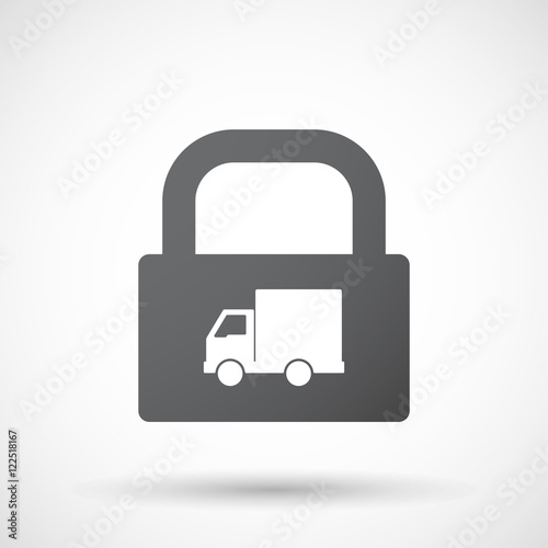 Isolated lock pad icon with a  delivery truck