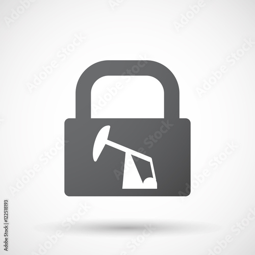 Isolated lock pad icon with a horsehead pump