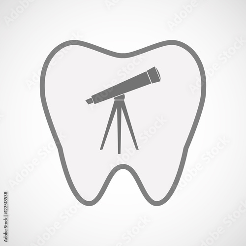 Isolated line art tooth icon with a telescope