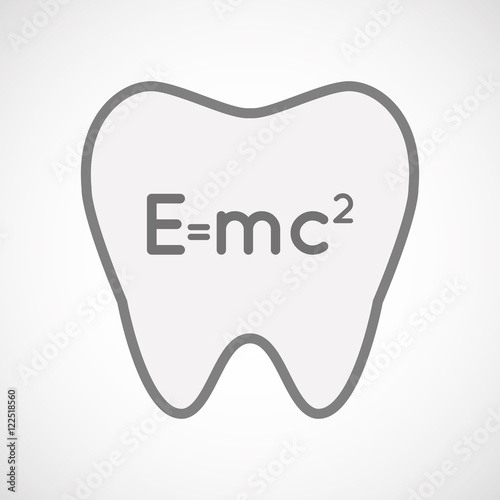Isolated line art tooth icon with the Theory of Relativity formu