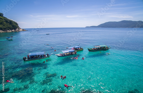 snorkeling group in clear water