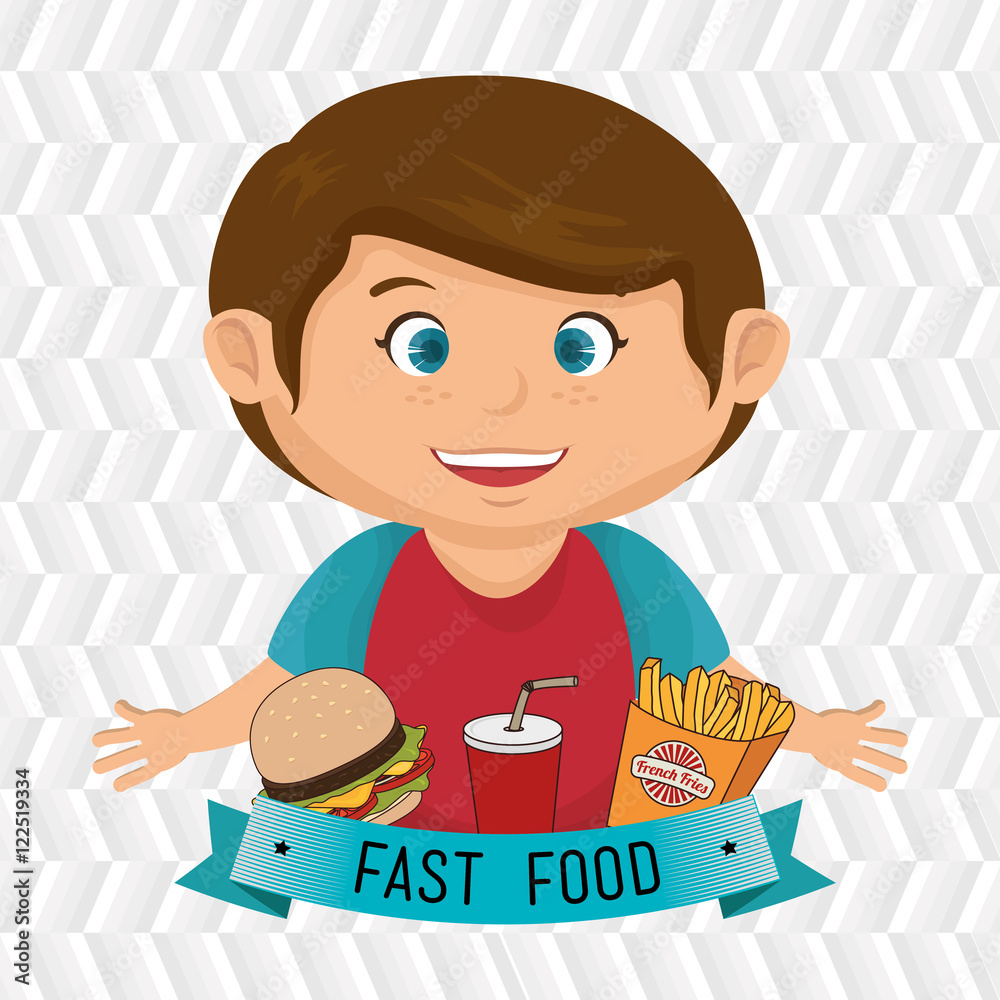 child cartoon boy fast food vector illustration child cartoon boy fast food vector illustration