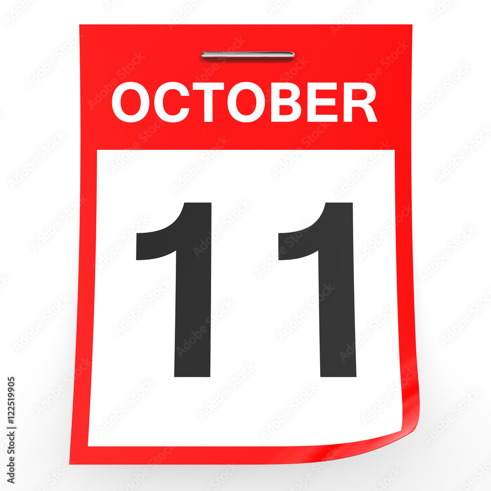 October 11. Calendar on white background. October 11. Calendar on white background.