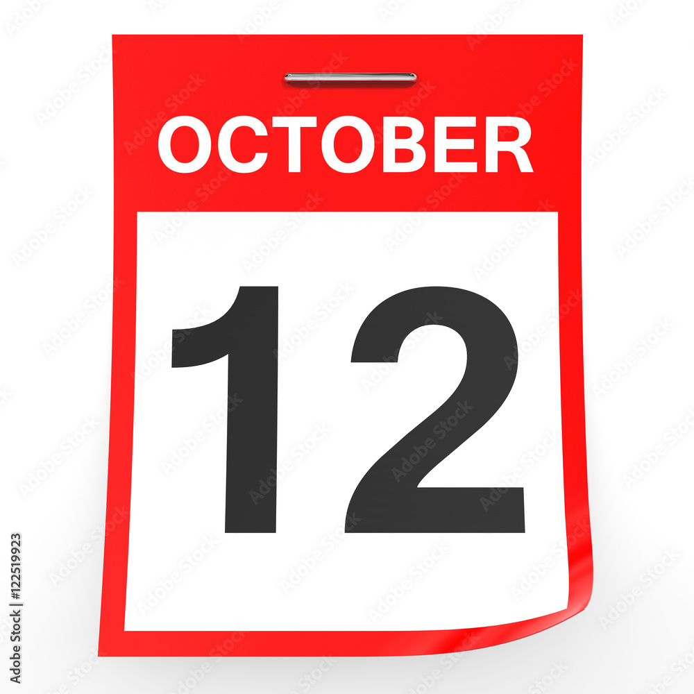 October 12. Calendar on white background. October 12. Calendar on white background.