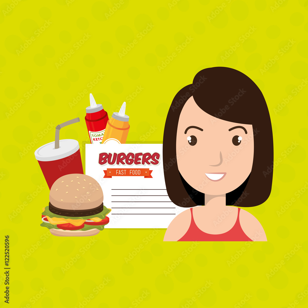 child cartoon girl fast food vector illustration child cartoon girl fast food vector illustration