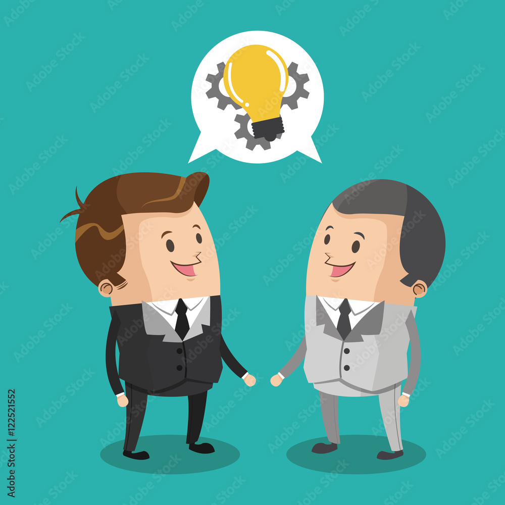 Businessman cartoon and light bulb icon. Business strategy solution and work theme. Colorful design. Vector illustration Businessman cartoon and light bulb icon. Business strategy solution and work theme. Colorful design. Vector illustration