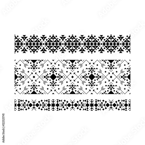 Black ethnic ornamental set on white background. Vector illustration