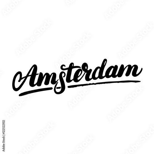 Amsterdam hand written calligraphy lettering.