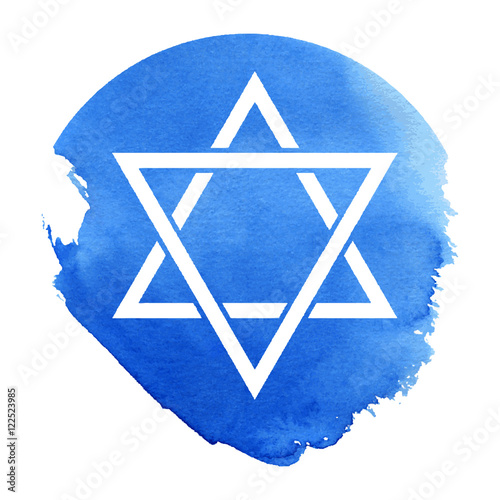 Abstract star of David blue watercolor background
