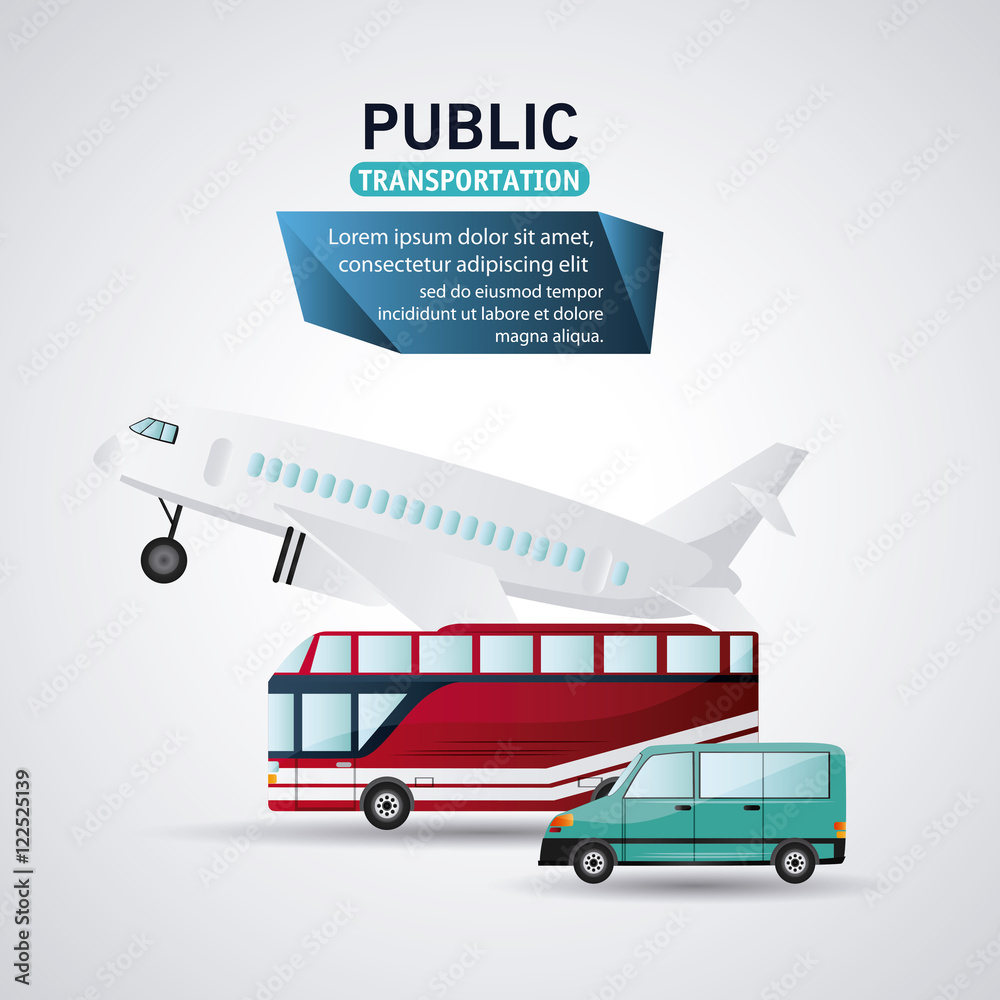 Bus airplane and car vehicle icon. Public Transportation travel and ride theme. Isolated and colorful design. Vector illustration
