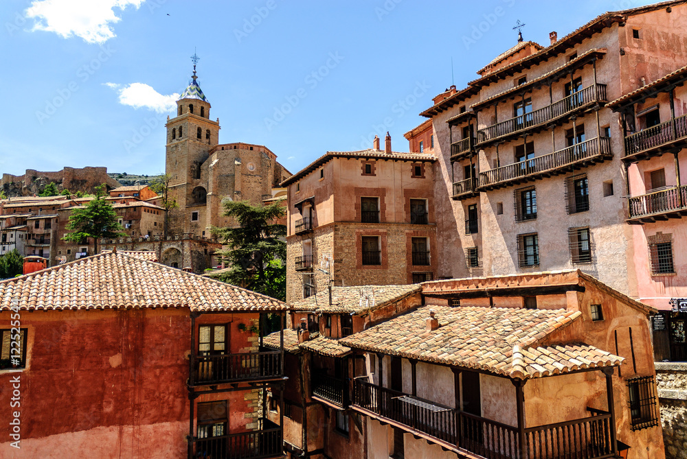 urban scenery of the medieval town of Albarracin in Teruel, Aragon, Spain