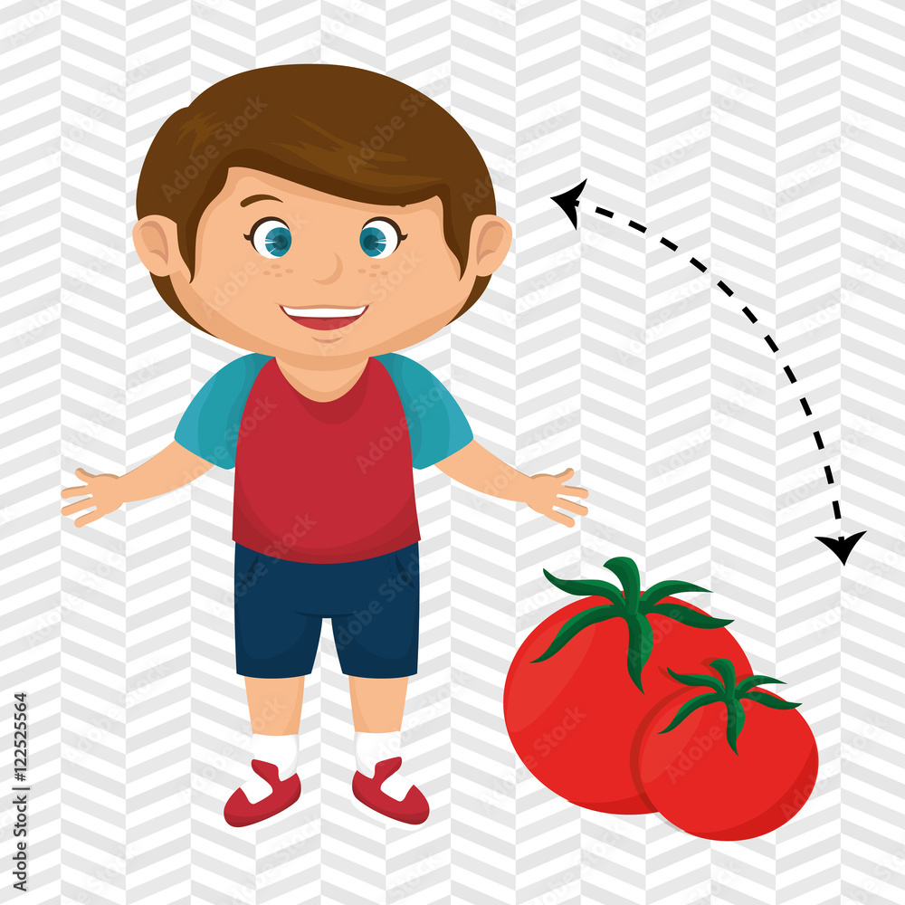 boy cartoon tomato vegetable health vector illustration eps 10 boy cartoon tomato vegetable health vector illustration eps 10