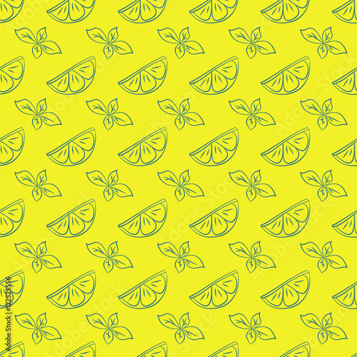 Seamless pattern of lemon and mint