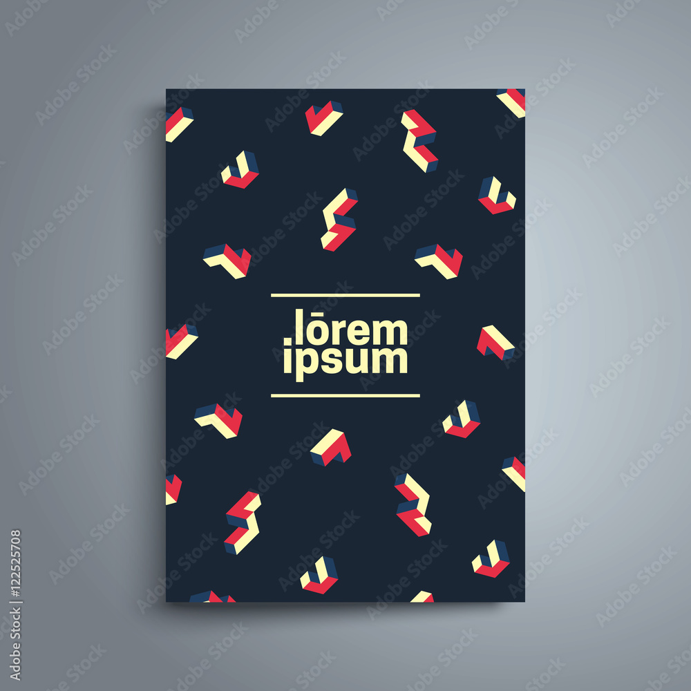 Brochure cover design. Isometric shapes on dark background. A4 format template for business card,poster,flyer etc. Brochure cover design. Isometric shapes on dark background. A4 format template for business card,poster,flyer etc.