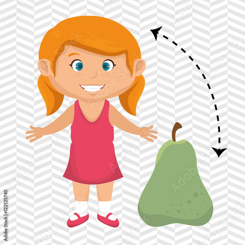 girl cartoon pear fruit vector illustration eps 10