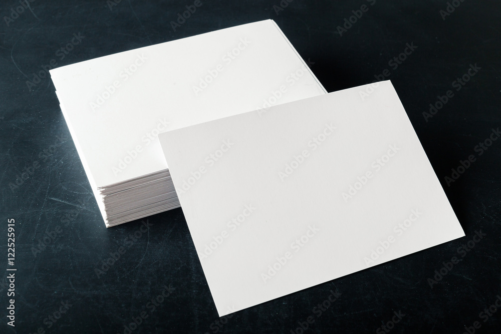 backed paper blank business cards on the stack