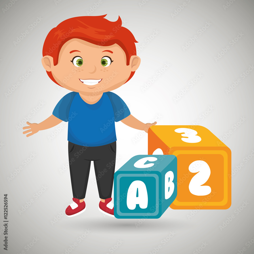 cartoon boy cube blue and yellow alphabet vector illustration eps 10 cartoon boy cube blue and yellow alphabet vector illustration eps 10