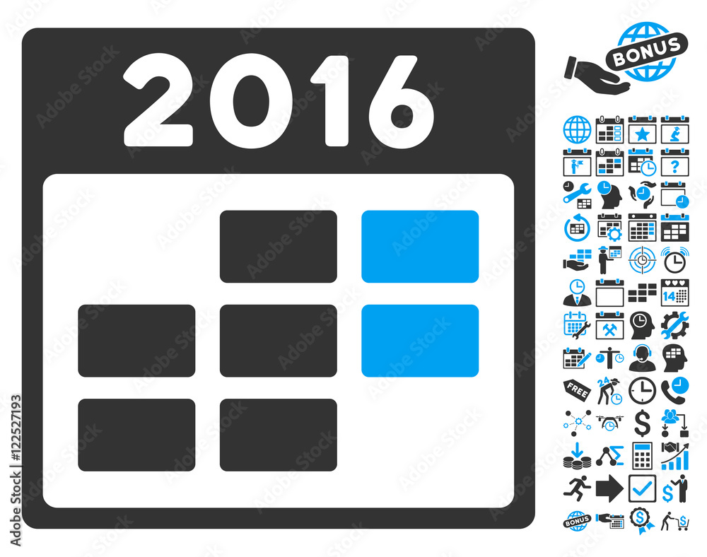 2016 Month Calendar icon with bonus calendar and time management clip ...