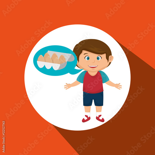 boy cartoon eggs food health vector illustration eps 10