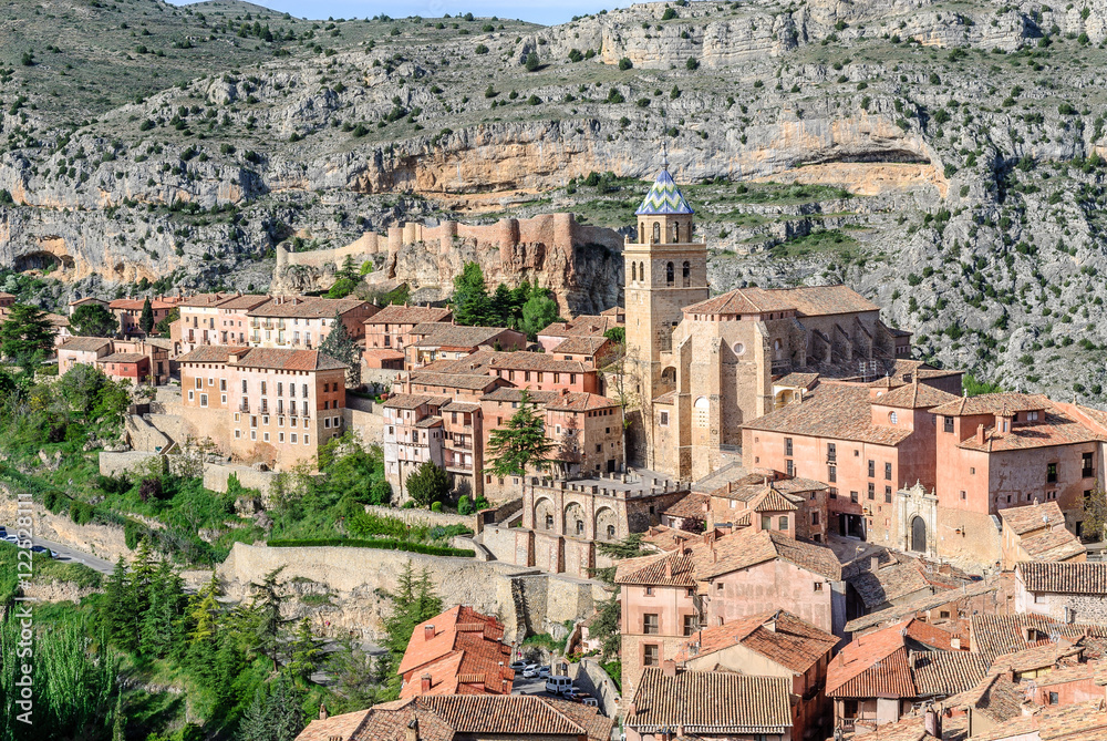scenery of the medieval town of Albarracin in the province of Teruel in Aragon, Spain