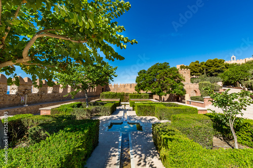 View of the beautiful gardens in the Almeria (Almería) castle (Alcazaba of Almeria), Spain