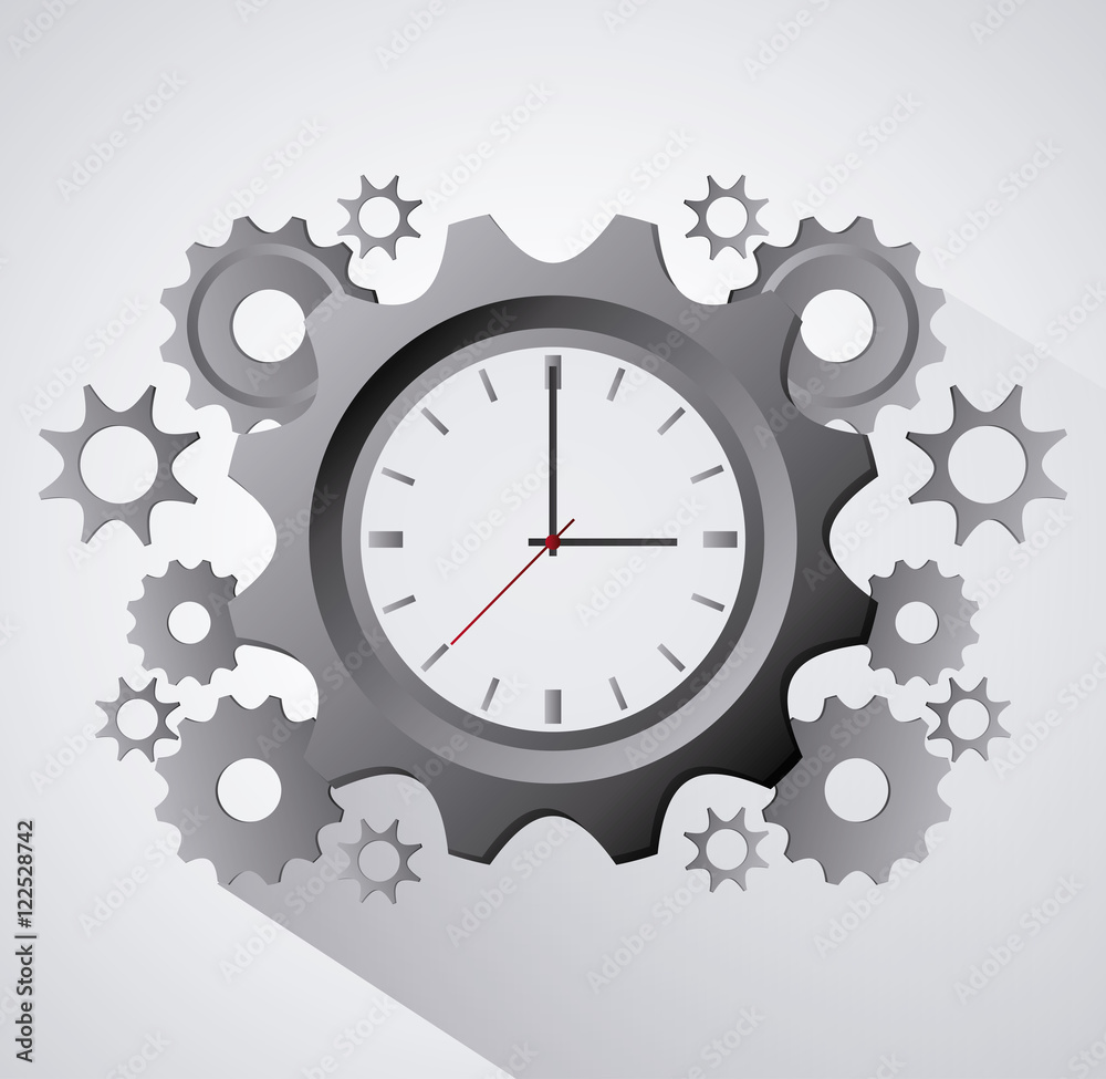 Traditional clock and gears icon. Time instrument and tool theme. Colorful design. Vector illustration Traditional clock and gears icon. Time instrument and tool theme. Colorful design. Vector illustration