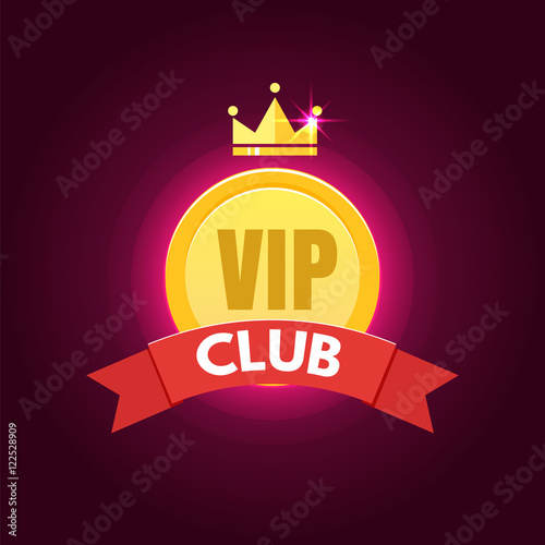 VIP club logo in flat style