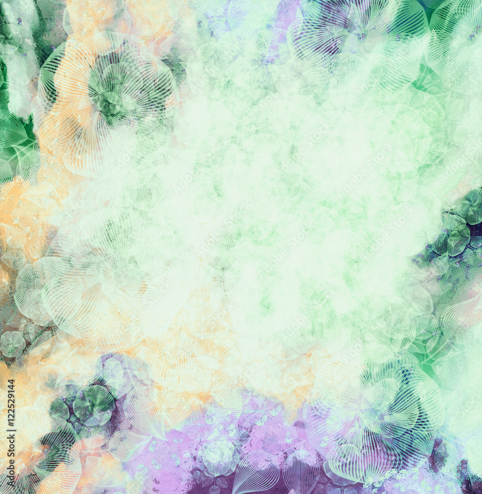 Obraz premium Abstract flower background, orange-green