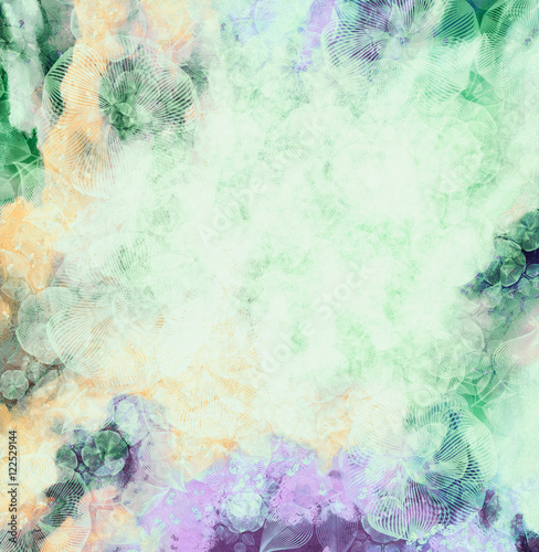 Abstract flower background, orange-green