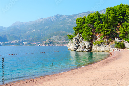 Beach on Budva coast near island of Sveti Stefan, Montenegro © olga355