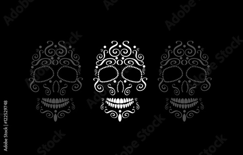 Skull vector ornament white color
