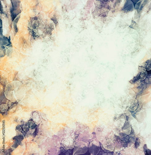 Abstract flower background, orange and marsh