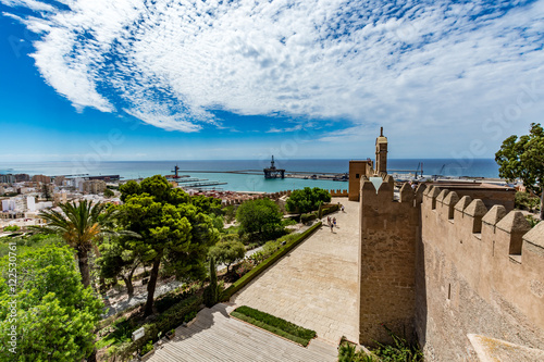 Cityscape of Almeria with the walls of Alcazaba (Castle), Spain 