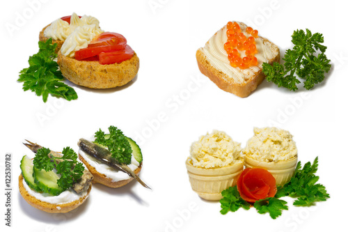 fresh sandwiches set on a white background