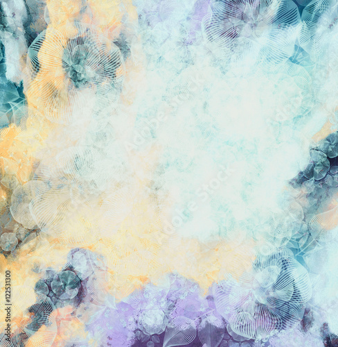 Abstract flower background, yellow-turquoise