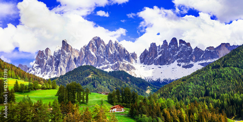 Breathtaking scenery of Dolomites mountains. beauty in nature. N photo