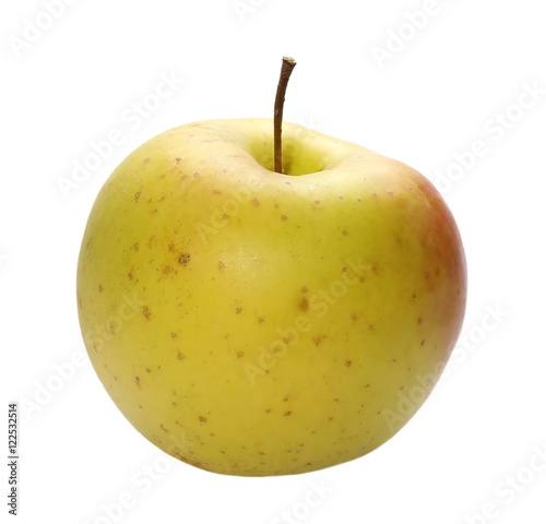 ripe yellow apple isolated on white, with clipping path