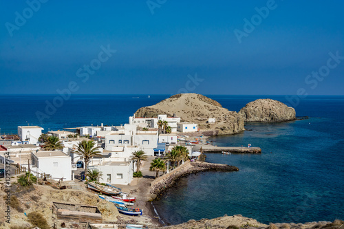 View of Isleta del Moro, a picturesque town in Cabo da Gata national park, Almeria region, Spain