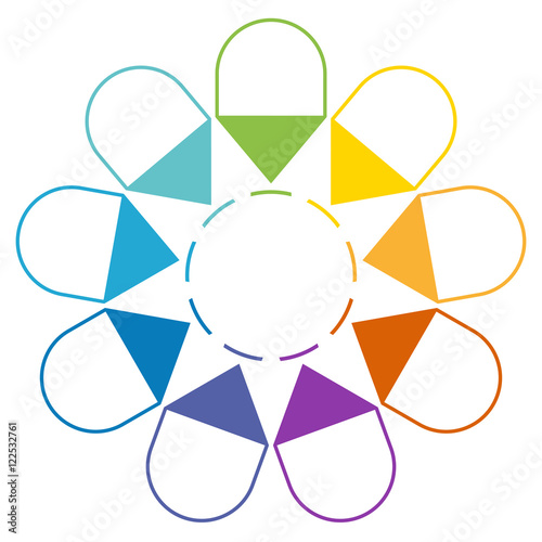 Arrows arranged in circle 9 positions photo