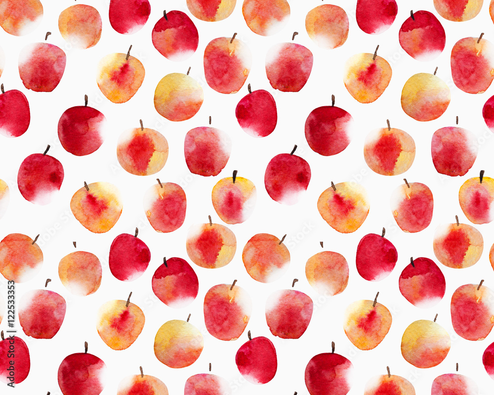 Watercolor apples. Seamless hand drawn pattern. Watercolor apples. Seamless hand drawn pattern.