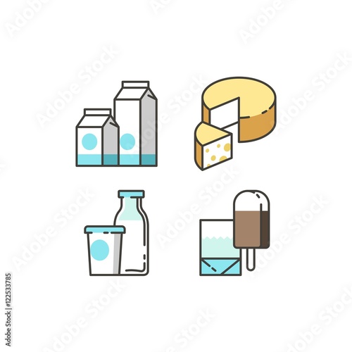 Milk and dairy products icons. Vector illustration.