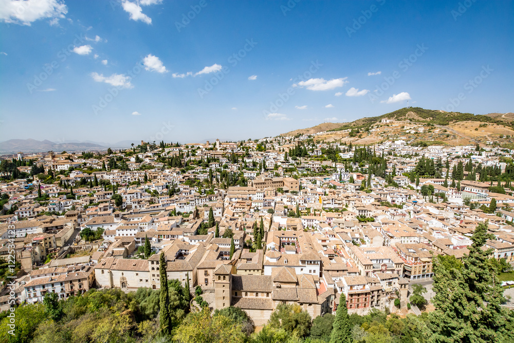Panoramic view of the Albaycin (Albaicin, Albayzín, Albaicín), an old Muslim district in Granada, Spain Panoramic view of the Albaycin (Albaicin, Albayzín, Albaicín), an old Muslim district in Granada, Spain