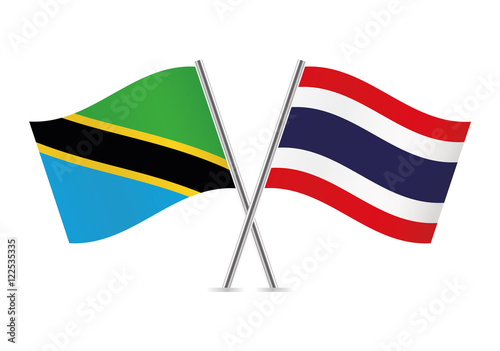 Tanzania and Thailand flags. Vector illustration.