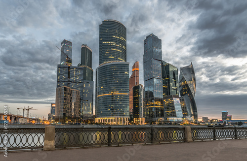 Business center Moscow-city at dusk.