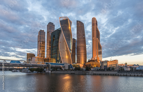 Business Center Moscow City at sunrise.
