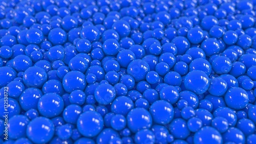 A mass of blue balls focused. 3D rendering. Abstract background.