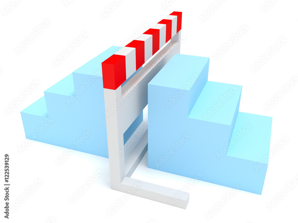 Fototapeta premium Hurdle With Light Blue Stairs On Both Sides, 3d illustration
