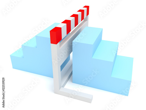 Hurdle With Light Blue Stairs On Both Sides  3d illustration