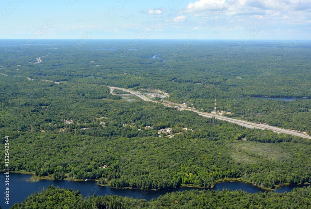 aerial view of the Georgian Bay near highway 400 exit 214 Seguin trail , Ontario Canada